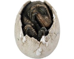 Dinosaurus Ei Beeldje - Prehistorisch Figuur - Decoratie Huis - Handgeschilderd Detail - 108 cm Hoog - Beige