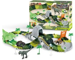 Dinosaurus Speelgoed Racebaan - Met Auto - 120 Onderdelen - Dino - Auto Speelgoed - Jongens Speelgoed - Autobaan - Speelgoed 3 Jaar - Speelgoed 4 Jaar - Speelgoed 5 Jaar - Kinderspeelgoed - Dinosaurus - Speelgoed Autos Jongens