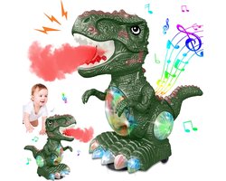 Dinosaurusspeelgoed voor 3-jarige jongens, speelgoed met muziek en lichtjes voor peuters van 3-4 jaar, baby-dinosaurus met één wiel, elektrisch dinosaurusspeelgoed voor kinderen van 3-5 jaar, ideaal als cadeau (groen)
