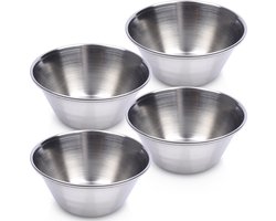 Dipschaaltje Edelstaal 6 cm, 40 ml 4 stuks - Dompelkom - Dipschalen - Snackkommen - Kleine Kom voor Dipsauzen en Snacks