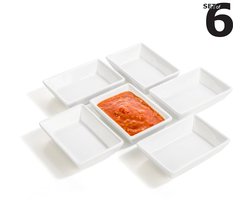 Dipschalen Set van 6 - Porselein - Warmwit - 8,8x6,2x2,3 cm