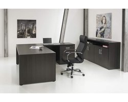 Directiebureau Chief model hoekbureau links met ladenblok 210x210cm Donker Eiken