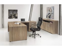 Directiebureau Chief model hoekbureau rechts met ladenblok 210x210cm Robson Eiken