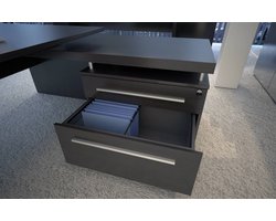 Directiebureau model hoekbureau Chief 230x172cm links Donker Eiken met glazen topblad