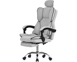 Directiebureaustoel in hoogte verstelbaar lichtgrijs met in hoogte verstelbare rugleuning en voetensteun & hoofdsteun tot 120 kg ML design