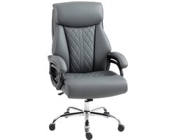 Directiestoel 71x68x115-123cm Donkergrijs Metaal Hoge rugleuning computerstoel bureaustoel draaibaar met schommelfunctie stabiele en duurzame ergonomische stoel geschikt voor kantoor en thuisgebruik