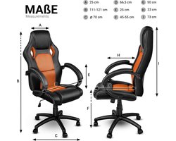 Directiestoel Bureaustoel Casa Velluto Titan Racing Zwart/Oranje – Ergonomische Draaistoel met Hoofdsteun, Verstelbare Zitting, Wipmechaniek en Duurzaam Nylon Onderstel – Executive Kantoorstoel voor Thuis en Werk