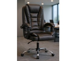 Directiestoel, bureaustoel, ergonomische computerstoel met gewatteerde armleuningen en zachte rugleuning, kantelfunctie, in hoogte verstelbaar, draaibare stoel van PU-leer - Casa Serena