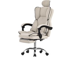 Directiestoel Bureaustoel in hoogte verstelbaar Beige met in hoogte verstelbare rugleuning en voetensteun & hoofdsteun tot 120 kg ML design