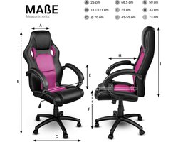 Directiestoel Casa Velluto Titan Racing bureaustoel draaistoel ergonomisch, verstelbare zithoogte en rugleuning, hoofdsteun, gevoerde armleuningen, rollend, zwart/roze – Executive stoel voor thuis, kantoor en gamen