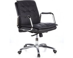 Directiestoel - Met Armleuning - Leder - Zwart - Villa 10