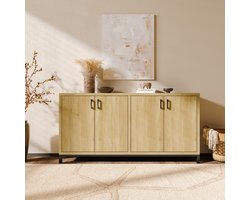 Direth in vintage landelijke stijl met 4 deuren en veel opbergruimte voor de keuken of eetkamer, massief houten look, naturel