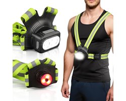 Disciplined Hardloop verlichting vest LED – neon wandel en loop lampjes hesje voor dames en heren – usb c oplaadbaar light running vest – hardlooplicht met reflecterende band – wandel lamp loopverlichting