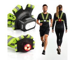 Disciplined SE Hardloop verlichting – 500 Lumen LED Hardloopvest met Voor- & Achterlicht – USB-C Oplaadbaar – Reflecterend wandel verlichting– Verstelbaar – Hardlooplamp Dames & Heren