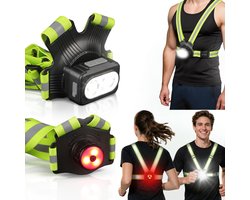 Disciplined SE Hardloop verlichting vest LED – neon wandel en loop lampjes hesje voor dames en heren – usb c oplaadbaar light running vest – hardlooplicht met reflecterende band – wandel lamp loopverlichting