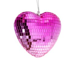 Discobal / Disco Hart - Roze - Regenboog - Cool - Kerst ornament - Beeld - Kerst - Kerstmis - Kerstmis - December - Winter - Zomer - Decoratie - Deco - Decoratief - Sfeer - Interieur - Wonen - Woonaccessoires - Woonaccessoire - Inrichting - Living