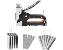 Discountershop Handtacker Set - Nietpistool 1000 nietjes - 1 Set met 3 Soorten Nietjes - Metaal nietpistool - Instelbare schietkracht