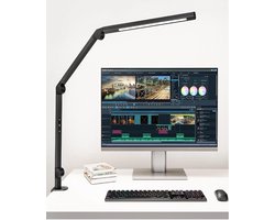 DISEV® - Bureaulamp - Bureaulampen - Met klem - Verstelbaar - Led - met Schakelaar - Opvouwbaar - Dimbaar - Zwart