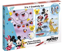 Disney classics Mickey & Minnie Totum 2 in 1 knutselset armbandjes en figuren versieren met strass steentjes - creatief speelgoed