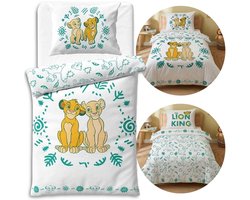 DISNEY De Leeuwenkoning Wit, dubbelzijdig, kinderbeddengoed met rits, 100% katoen 140x200cm+70x90cm OEKO-TEX