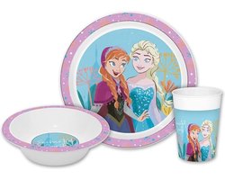 Disney Frozen- kinder ontbijt set - 3-delig - lila paars - kunststof