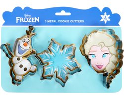 Disney Frozen koekvormen - Olaf Elsa ijskristal / sneeuwvlok - 3 bakvormen - uitsteekvormpjes - bakvormpjes - metaal