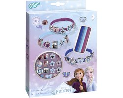 Disney Frozen Schuifarmbandjes maken - 3 stuks - Met 18 bedels - Speelgoed Kinderen - Knutselen - Voor meisjes - Ook voor kleuters - Vanaf 3 jaar - Cadeau Sinterklaas of Kerst - Totum