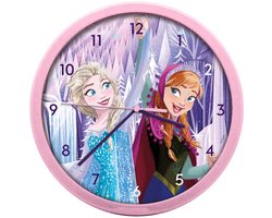 Disney Frozen Wandklok - Ronde Kinderklok Paars - Met Anna & Elsa - Officieel Licentieproduct
