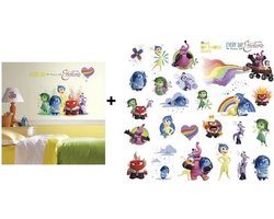 Disney - Inside Out - Binnenstebuiten - Muurstickers - Wanddecoratie - Muurdecoratie - Wandstickers - Kinderkamer - Vinyl - 34 Delig - Tot 66cm groot.