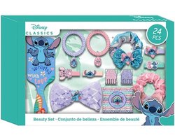 Disney Lilo & Stitch 24-delige Accessoires geschenkset - Met borstel (kam), Strikjes, Elastiekjes & Klemmetjes - Haar set - Beauty Set