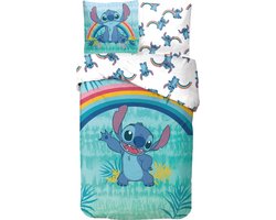 Disney - Lilo & Stitch - Dekbedovertrek - 140x200 Cm - Eenpersoons - 100% Katoen - Regenboog