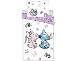 Disney Lilo & Stitch Dekbedovertrek, Kiss- Eenpersoons - 140 x 200 + 70 x 90 cm - Katoen