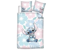 Disney Lilo & Stitch Dekbedovertrek, Tropical Flowers - Eenpersoons - 140 x 200 + 63 x 63 cm - Polykatoen