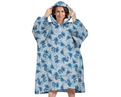 Disney Lilo & Stitch Hoodie Fleece Deken, Blue Flower - Volwassen (One Size) - Polyester