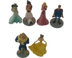 Disney mini taarttopper prinsen/ prinesessen oa Belle, Doornroosje en Jasmin - 4,5cm