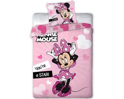 Disney Minnie Mouse Dekbedovertrek star - 140 x 200 cm - Polyester
