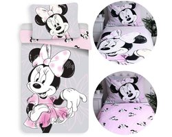 DISNEY Minnie Mouse DUBBELZIJDIG, katoenen kinderbeddengoed met ritssluiting, 100% KATOEN 140x200+70x90cm OEKO-TEX