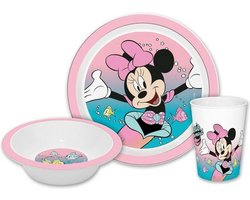 Disney Minnie Mouse - kinder ontbijt set - 3-delig - roze - kunststof