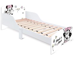 Disney Minnie Mouse Kinderbed 70x140 cm – MDF Hout – Met Veiligheidshekjes – Wit/Roze – Peuterbed vanaf 3 jaar