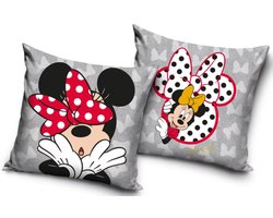 Disney Minnie Mouse Kussenhoes – 40x40 cm – Zacht Fluweel – Grijs – Kussensloop