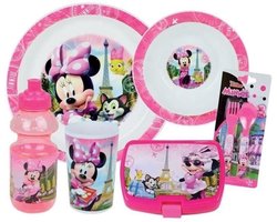 Disney Minnie Serviesset - FUN HOUSE - 006377 - Glas, Diep Bord, Plat Bord, Fles, Snackdoos en Bestek