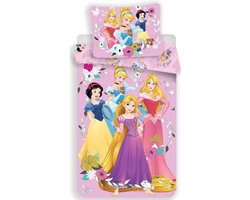 Disney Princess Dekbedovertrek Pink 140 x 200 cm + 1 kussensloop van 70 x 90 cm - Katoen