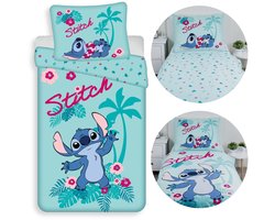 DISNEY Stitch Hawaii DUBBELZIJDIG, katoenen kinderbeddengoed met ritssluiting, 100% KATOEN 140x200+70x90cm OEKO-TEX