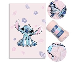 DISNEY Stitch Lichtroze ZACHTE deken MICROFLANELLEN, bedsprei voor kinderbedden 100x150 cm, OEKO-TEX