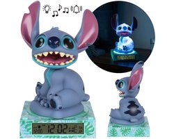 DISNEY Stitch Nachtlampje, 3D met wekker en kalender, verlicht figuurtje, licht, geluid