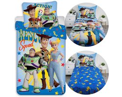 DISNEY Toy Story Blauw, DUBBELZIJDIG, katoenen kinderbeddengoed met rits, 100% KATOEN 140x200cm+70x90cm OEKO-TEX