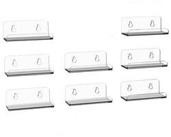 Display - 8 stuks - LP houder - Platenhouder - Vinyl Rek - Acryl - Houder aan de Muur - Platen Standaard - Inclusief bevestigingsmateriaal - Voor slaapkamer, woonkamer - 10*3.5*3 cm - Transparant