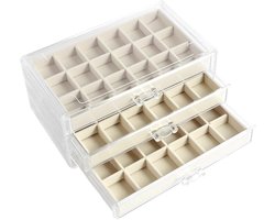 Display Case met 3 Lades voor Kristallen en Sieraden - Ruime Opbergdoos met 54 Vakken