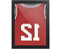 Displayframe Sportshirts - Fotolijst Voetbalshirt - Memorabilia Tonen - Stof Beschermend - 36x28x3.7cm - Zwart