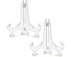 Displaystandaards - Set van 2 - Bordenstandaard - Kunststof - Ezel - Borden Display - Voor Sierborden - Bordenhouder - Bordenrek - Borden display - Standaard voor Borden, Foto's en Kunst - 8in - Transparant